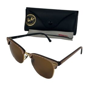 Ray-Ray Ban Clubmaster RB 3016 987 51[]00 3N Sunglasse Brown Sunglasses with Cas